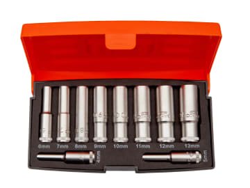 BAHS0810L S0810L 1/4in Drive Deep Socket Set, 10 Piece