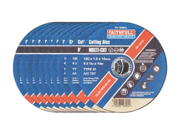 FAI10010MUL Multi-Purpose Cutting Disc 100 x 1.0 x 16mm (Pack 10)
