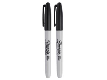 SHP1985860 Fine Tip Permanent Marker Black (Pack 2)