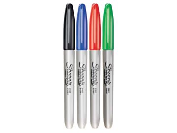 SHP1985858 Fine Tip Permanent Marker Assorted (Pack 4)